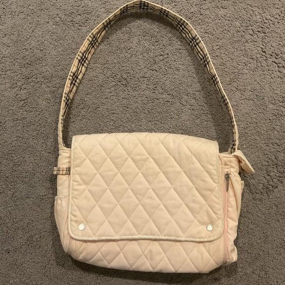 Final Sale! Burberry Vintage Y2K Baby Pink Nova Check Quilted Diaper Bag w Pad - Picture 2 of 15